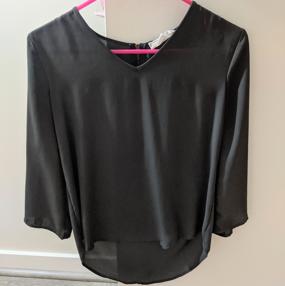 Olive Chiffon Long Sleeve Top